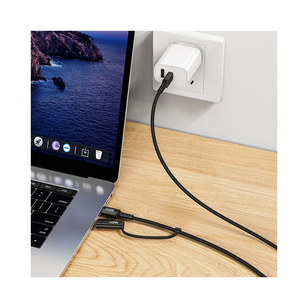 HOCO U142 Charging Cable, USB-C to USB-C / MagSafe 3, 240W, 1.8m, Black