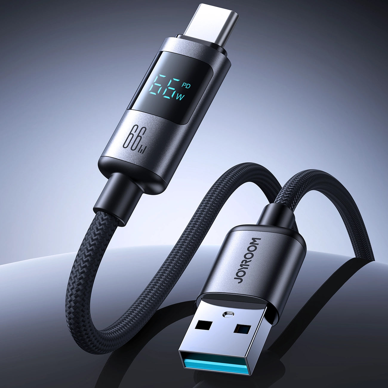 USB-A to USB-C Data and Charging Cable Joyroom S-A16 Pro Prism Display, 66W, 1.2m, Black