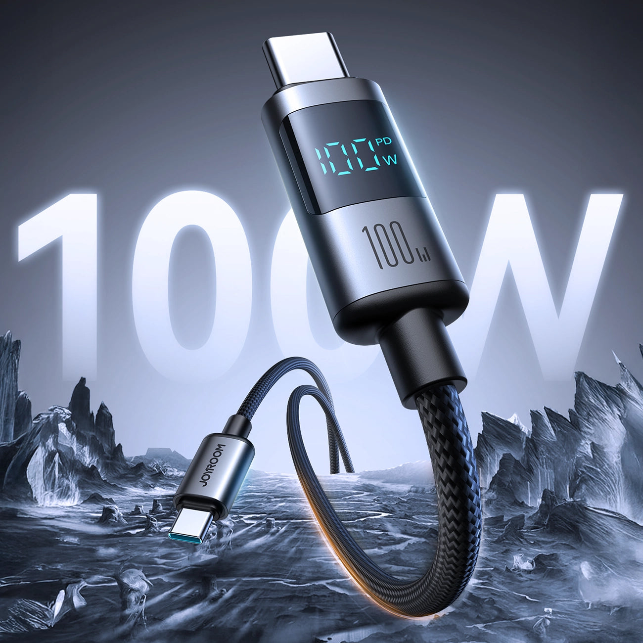 USB-C Data and Charging Cable - USB-C Joyroom S-A16 Pro Prism Display, 100W, 1.2m, Black