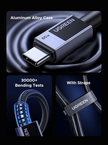 USB-C to USB-C Data and Charging Cable UGREEN L524, 60W, 2m, Gray