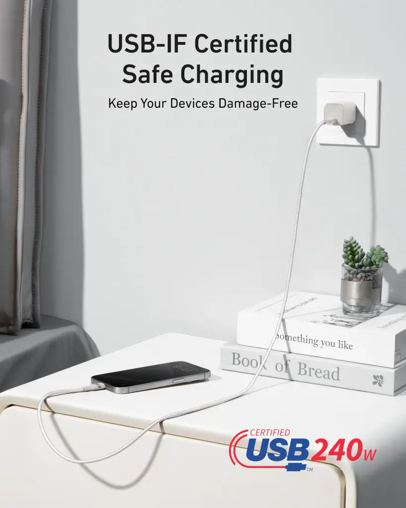 USB-C Data and Charging Cable - USB-C Anker, 240W, 0.9m, White A82E2H21