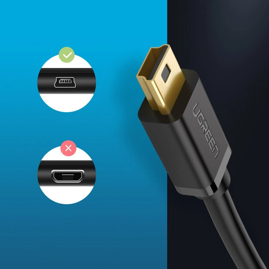 USB-A to miniUSB Data and Charging Cable UGREEN US132, 3m, Black