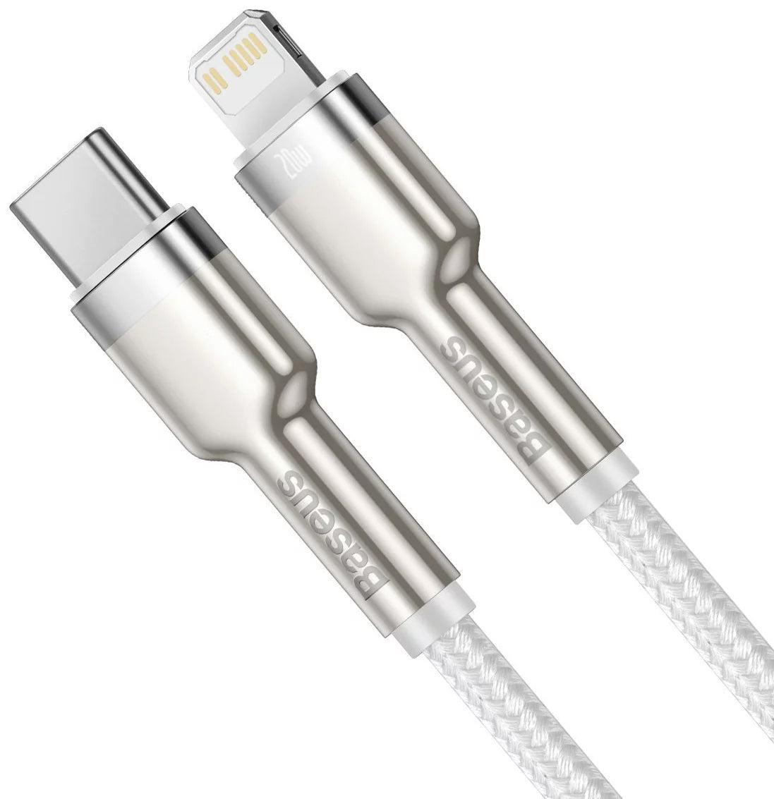 USB-C to Lightning Baseus Cafule Metal Series Data and Charging Cable, 20W, 2m, White CATLJK-B02