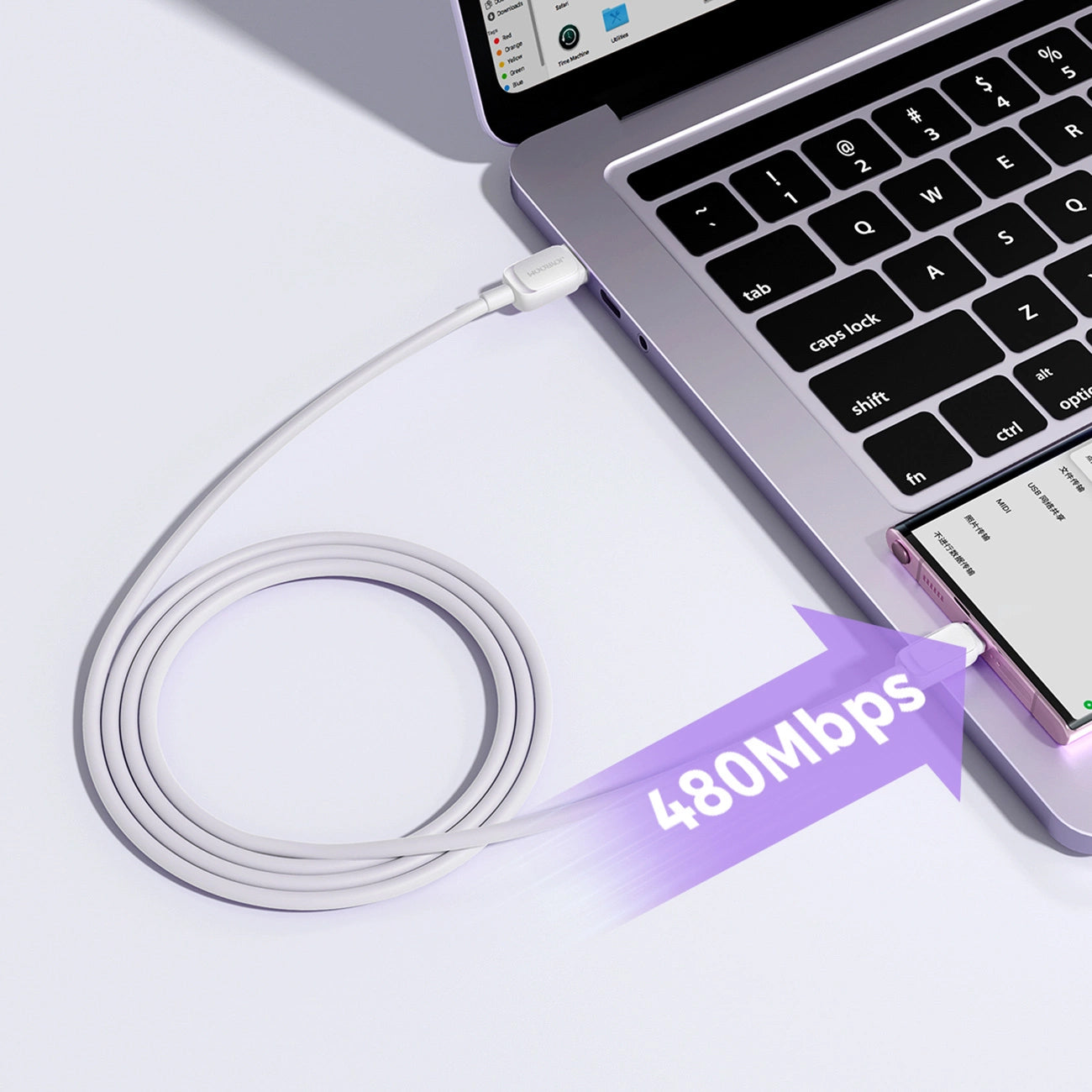 USB-A to USB-C Data and Charging Cable Joyroom S-A14, 20W, 1.2m, White