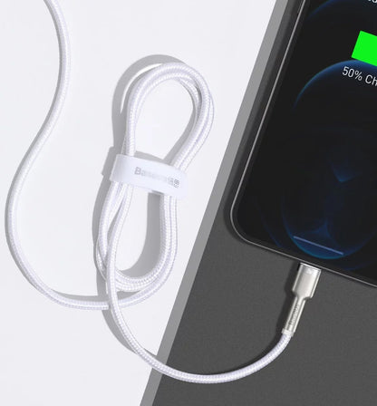 USB-C to Lightning Baseus Cafule Metal Series Data and Charging Cable, 20W, 2m, White CATLJK-B02