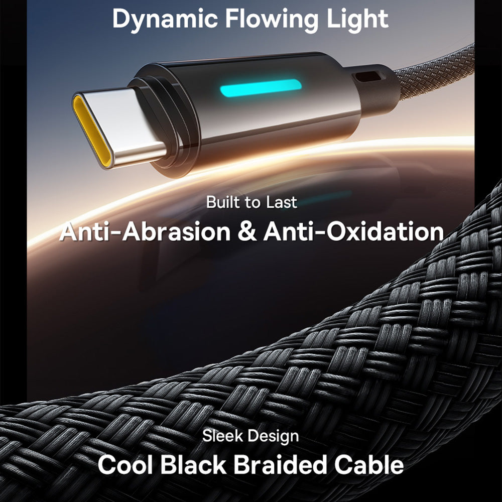 USB-A to USB-C Data and Charging Cable Baseus Lit Button Control, 100W, 2m, Black P10379002121-01