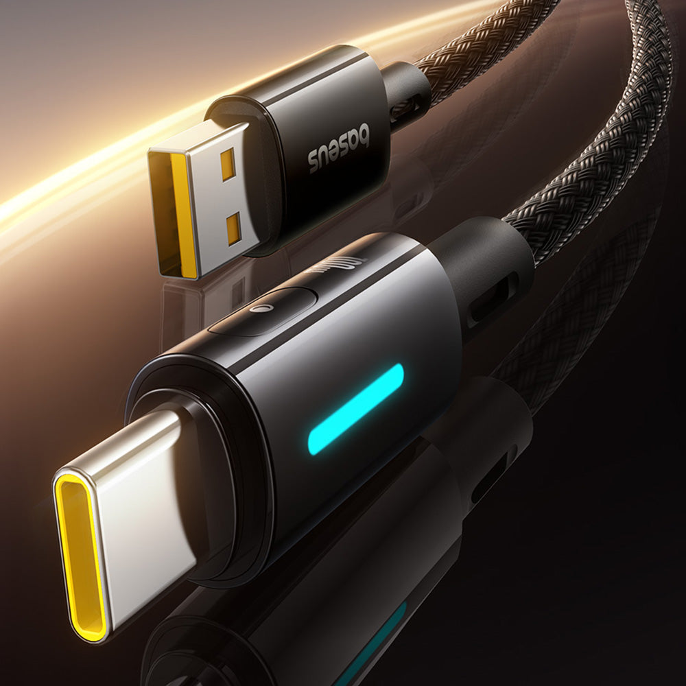 USB-A to USB-C Data and Charging Cable Baseus Lit Button Control, 100W, 2m, Black P10379002121-01
