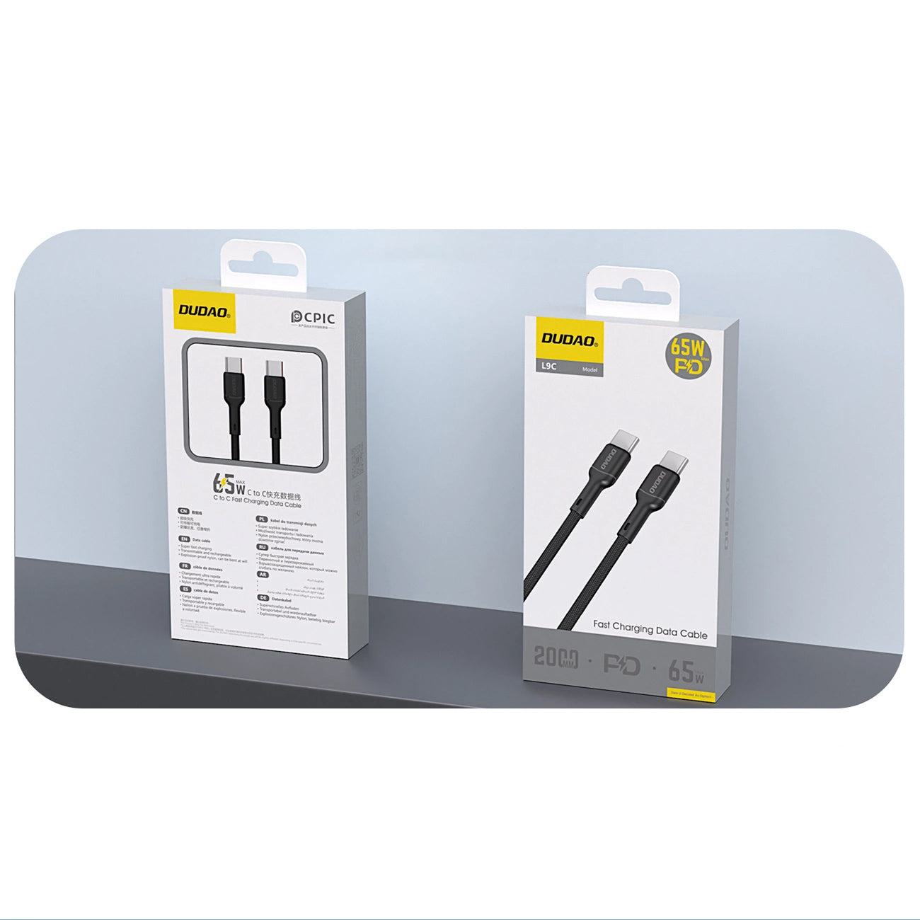 USB-C Data and Charging Cable - USB-C Dudao L9C, 65W, 1m, Black