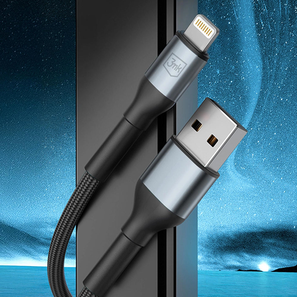USB-A to Lightning Data and Charging Cable 3MK Hyper N, 12W, 1m, Black
