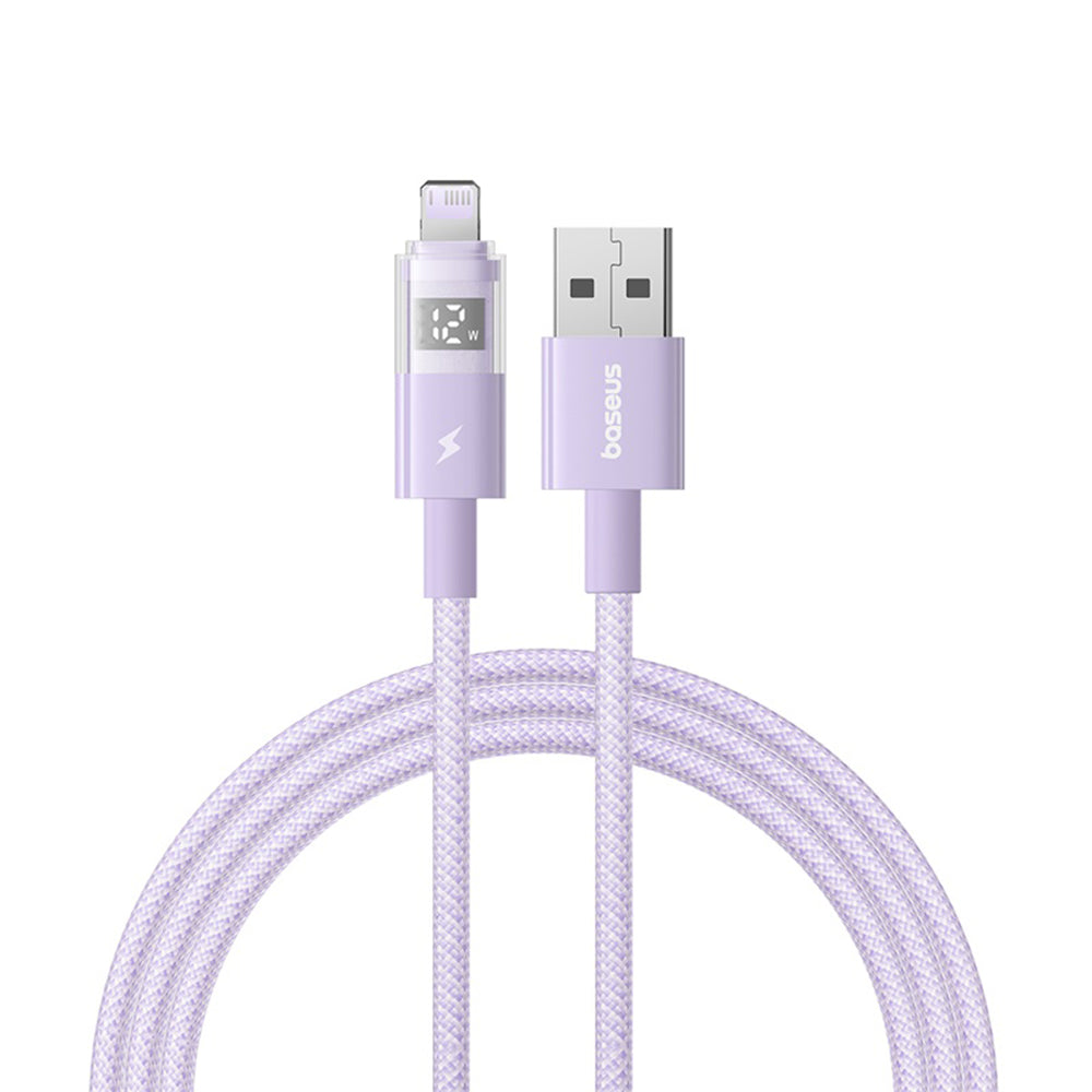 USB-A to Lightning Data and Charging Cable - Baseus Display 2, 12W, 2m, Purple P10382700511-01