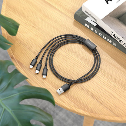 USB-A Charging Cable - Lightning / microUSB / USB-C Borofone BX72, 18W, 1m, Black