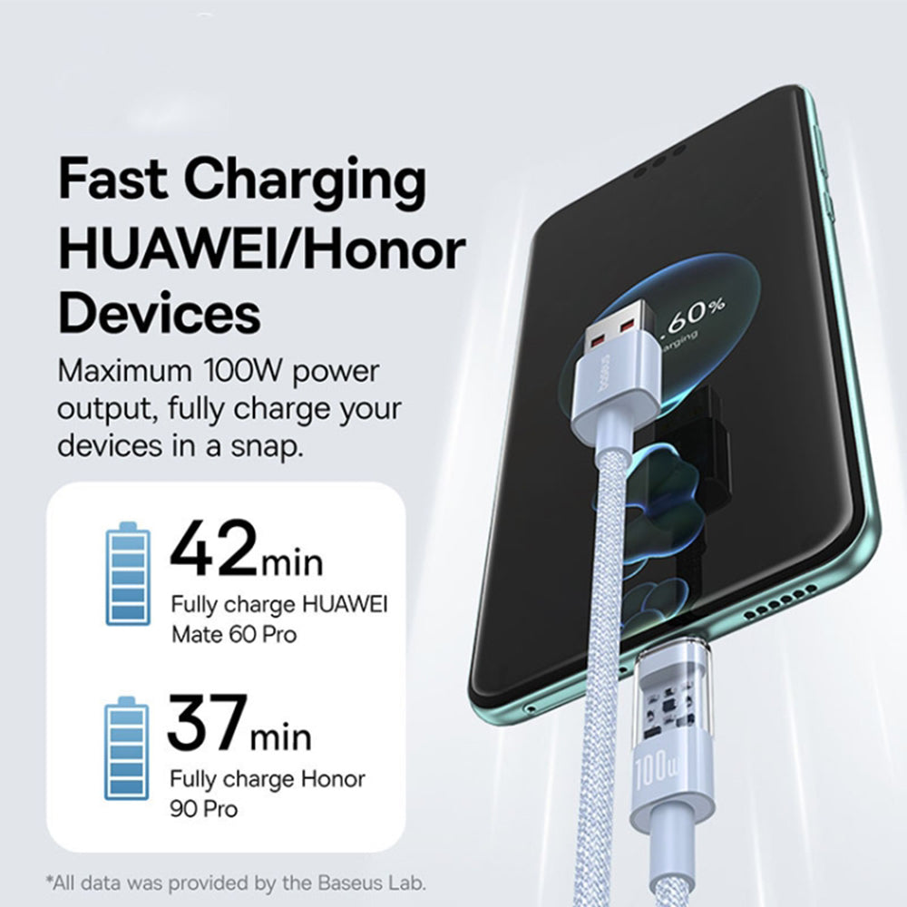 USB-A to USB-C Baseus Gem Data and Charging Cable, 100W, 2m, Blue P10373002311-01