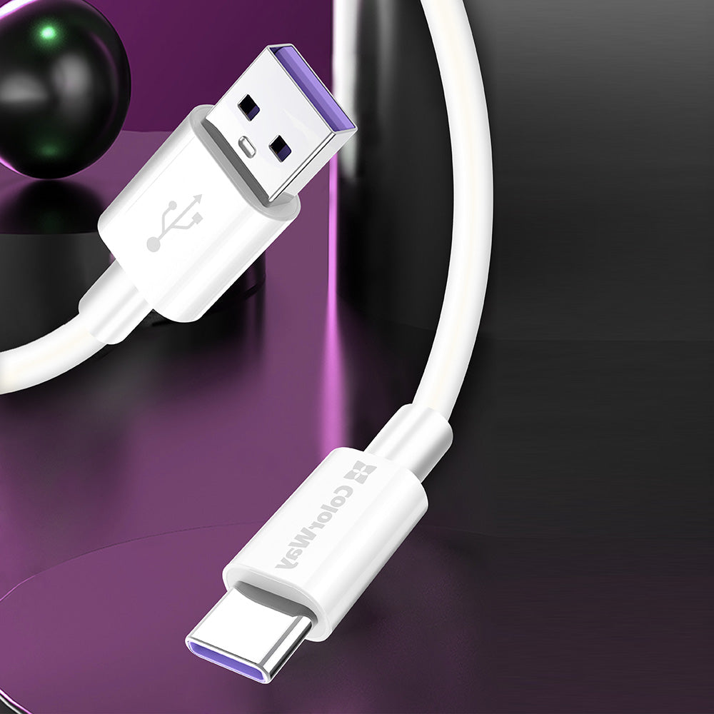 USB-A to USB-C Data and Charging Cable ColorWay CW-CBUC019, 18W, 1m, White