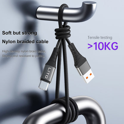 USB-A to USB-C Data and Charging Cable Lito LD08T, 18W, 1m, Black