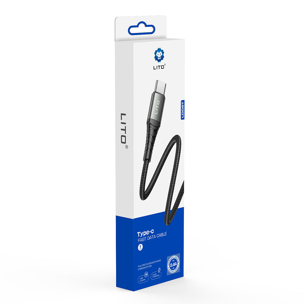 USB-A to USB-C Data and Charging Cable Lito LD22T, 18W, 2m, Black