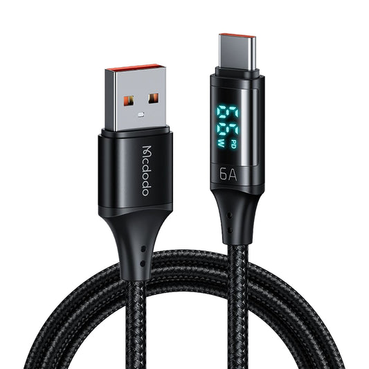 USB-A to USB-C McDodo CA-1080 Display Data and Charging Cable, 66W, 1.2m, Black