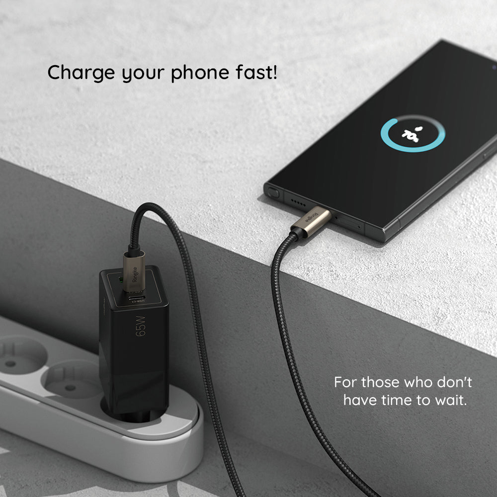 USB-A to USB-C Ringke Data and Charging Cable, 60W, 2m, Black