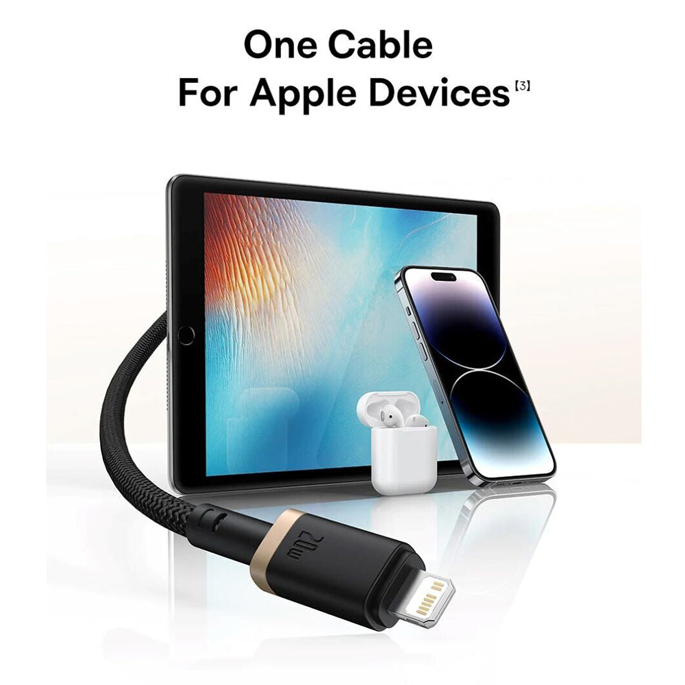 USB-C to Lightning Data and Charging Cable Baseus Dura Series, 20W, 1m, Black Gold P10377800U01-03