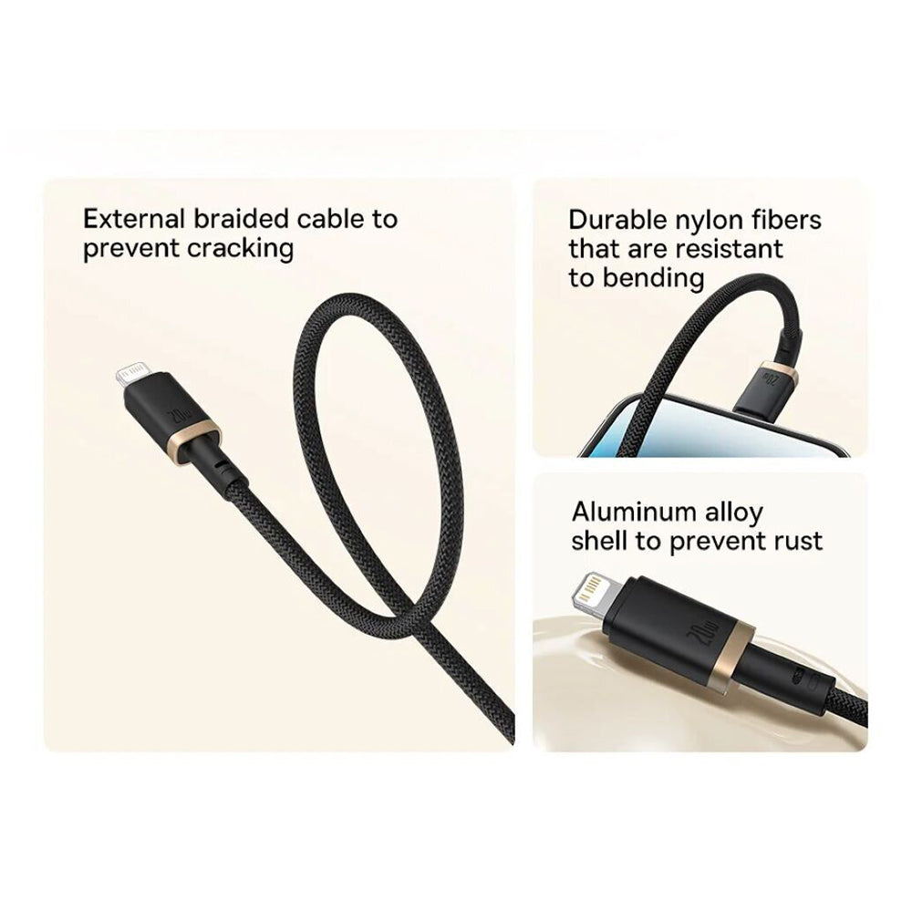USB-C to Lightning Data and Charging Cable Baseus Dura Series, 20W, 2m, Red Black P10377800U01-03