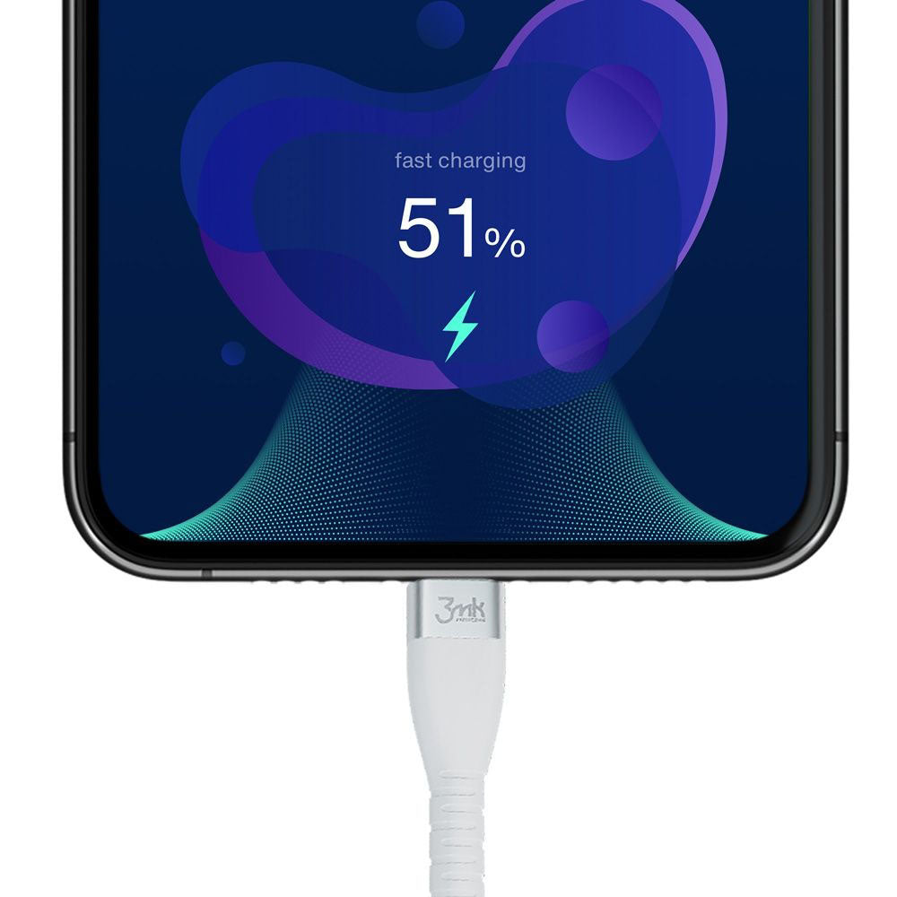 USB-C Data and Charging Cable - USB-C 3MK Hyper Silicone, 60W, 1m, White