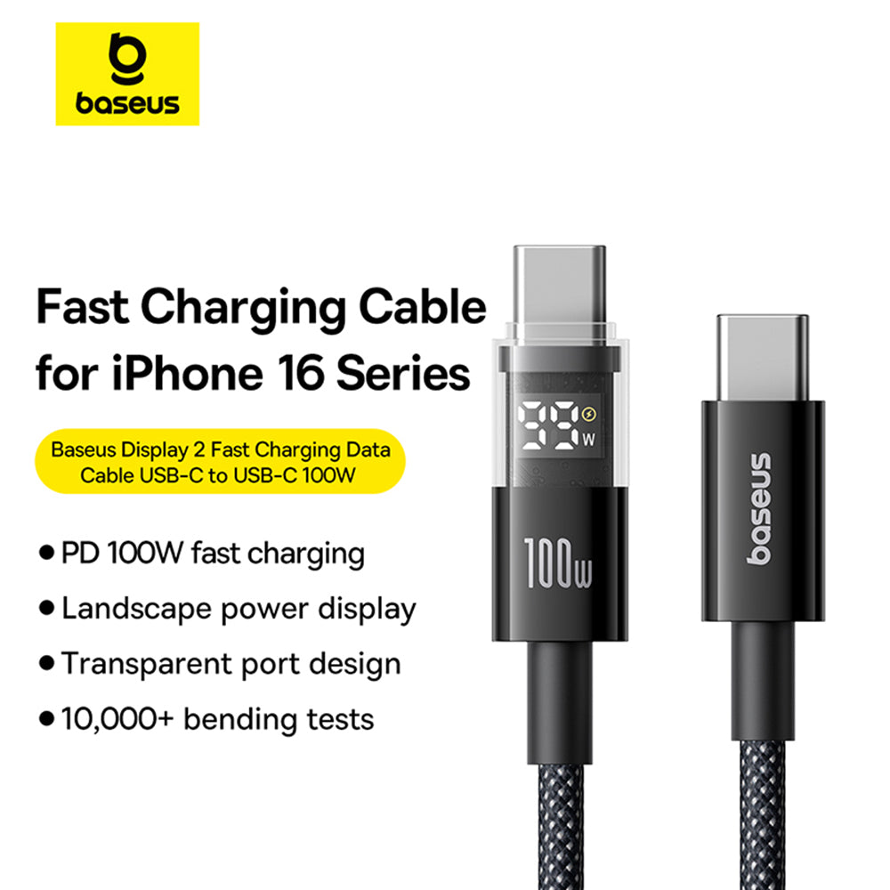 USB-C Data and Charging Cable - USB-C Baseus Display 2, 100W, 2m, Black P10377706123-00