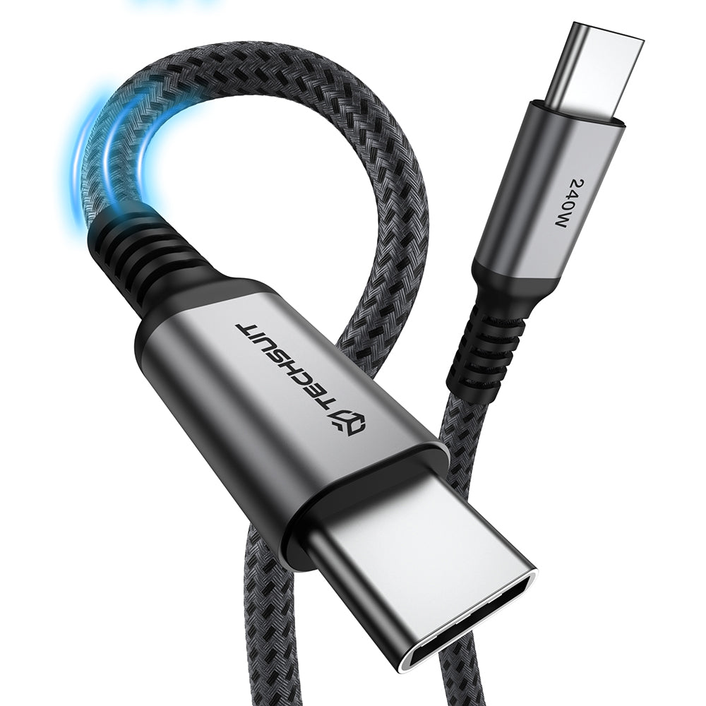 USB-C Data and Charging Cable - USB-C Techsuit TitanSync Pro CX2, 240W, 2m, Gray