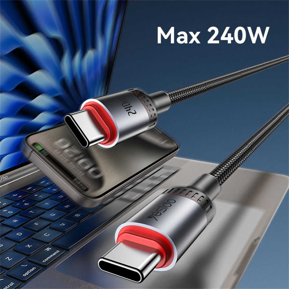 USB-C Data and Charging Cable - USB-C Yesido CA185, 240W, 1.2m, Black
