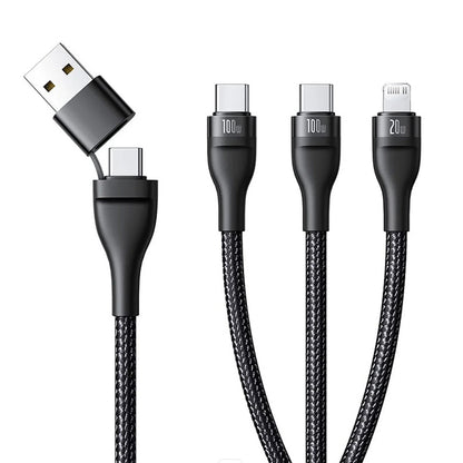 USB-A / USB-C - Lightning / 2 x USB-C Baseus Flash Series III 3in1 Charging Cable, 100W, 1.5m, Black P10377800U01-00