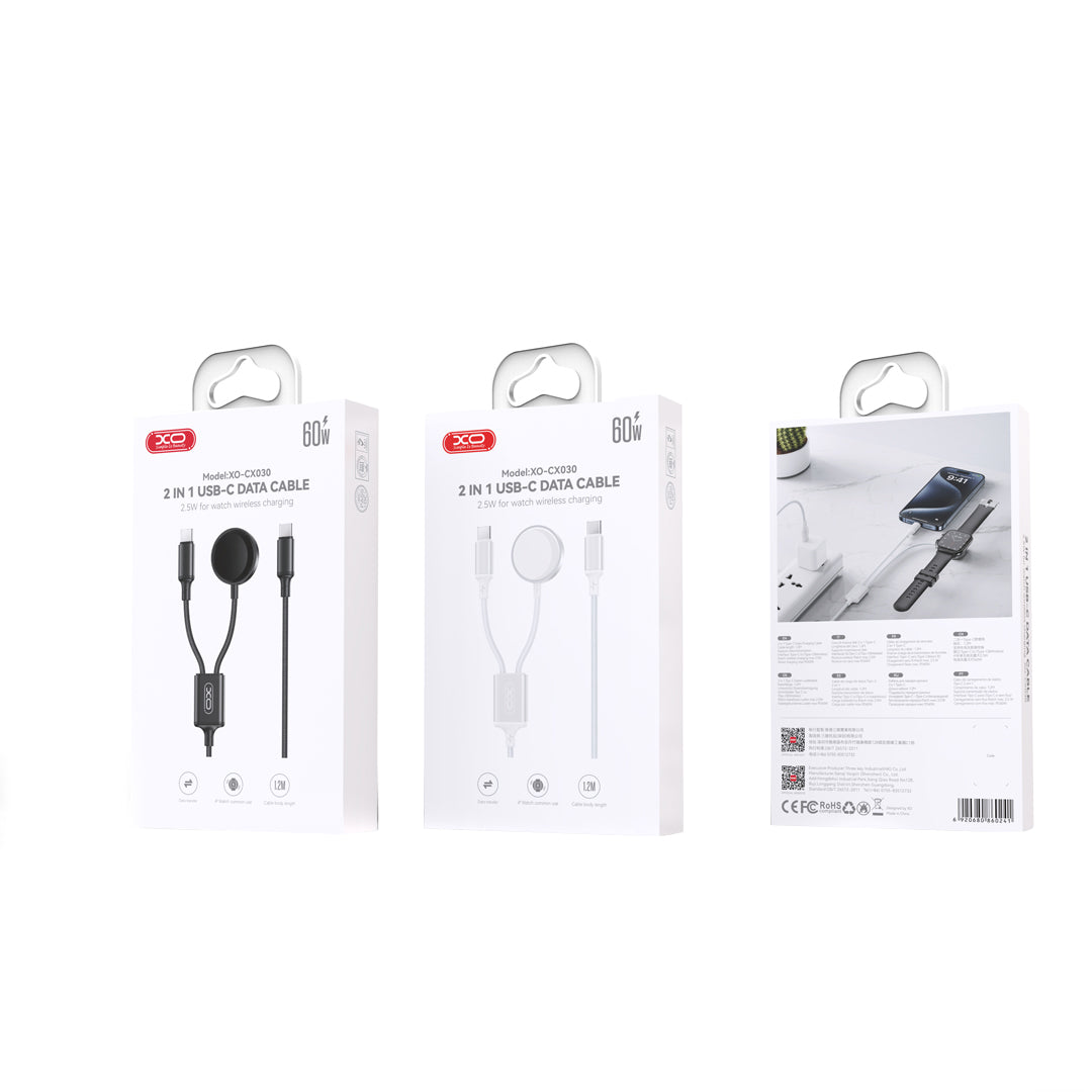 XO Design CX030 Wireless Charger for Apple Watch Series, USB-C, Black