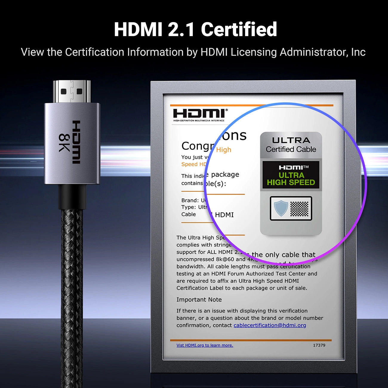 UGREEN HD171 Video Cable, HDMI - HDMI, 8K, 1m, Black