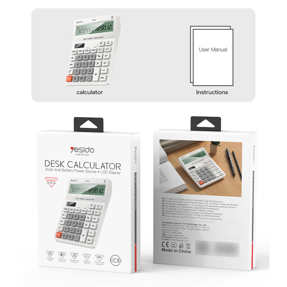 Yesido EC10 White Office Calculator