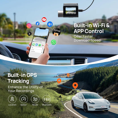 70mai Dash Cam A510 Car Camera, 3K, GPS, Wi-Fi, 2-inch Display 2AOK9-A510