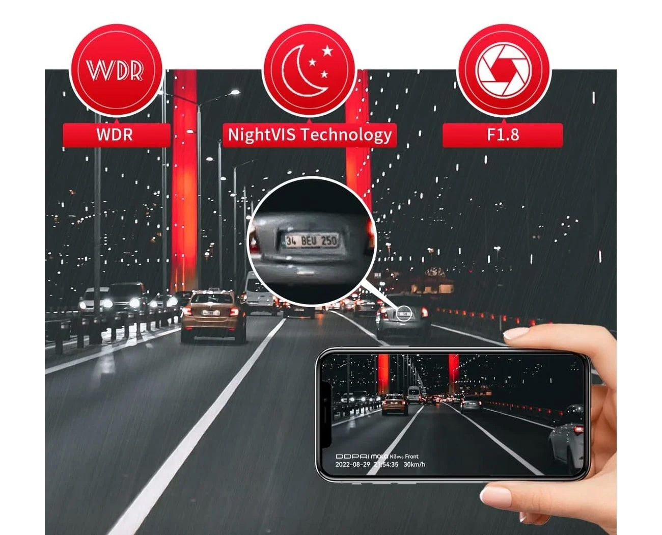 DDPAI mola N3 Pro 2026 Front and Rear Car Camera, 1600P, Wi-Fi