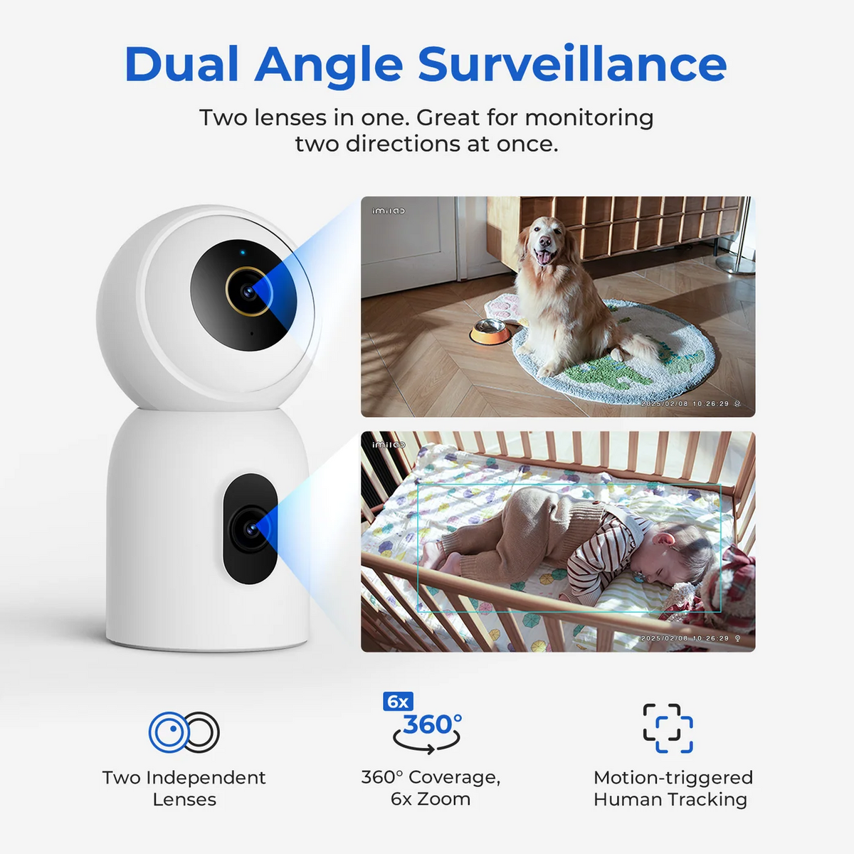 iMILAB C30 Dual Security Camera, Wi-Fi, 3K, Indoor CMSXJ111A