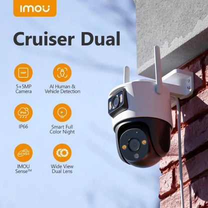 Imou Cruiser Dual Surveillance Camera, Wi-Fi, 2.8K + 2K, IP66, Outdoor, White IPC-S7XP-8M0WED-0360B