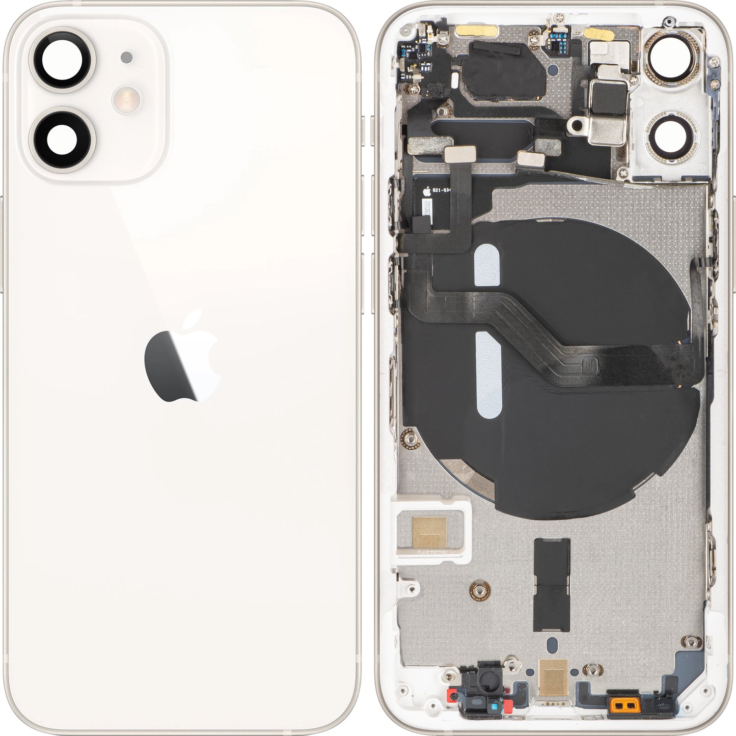 Apple iPhone 12 mini Battery Cover, With Middle Frame, White, Swap