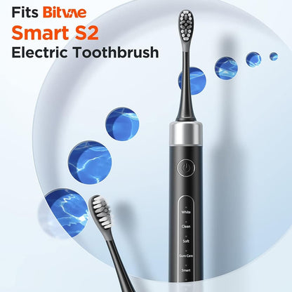 Gum Care Replacement Head for Bitvae S2 / S3 Electric Toothbrush, Set of 4, Black