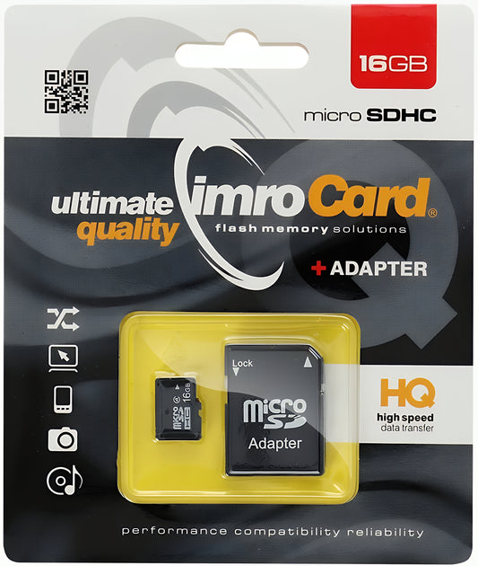 Imro microSDHC Memory Card, 16Gb, Class 4, With Adapter