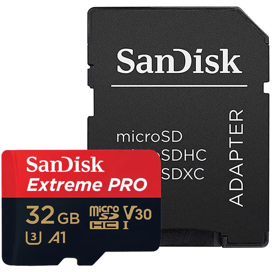 SanDisk Extreme Pro microSDHC Memory Card, 32GB, Class 10 / UHS-1 U3, With Adapter SDSQXCG-032G-GN6MA