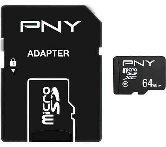 PNY Performance Plus microSDXC Memory Card, 64Gb, Class 10, With Adapter P-SDU64G10PPL-GE
