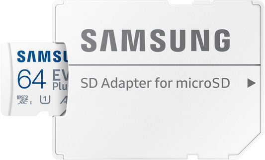 Samsung Evo Plus microSDXC Memory Card, 64Gb, Class 10 / UHS-1 U1, With Adapter MB-MC64SA/EU