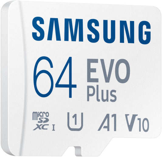 Samsung Evo Plus microSDXC Memory Card, 64Gb, Class 10 / UHS-1 U1, With Adapter MB-MC64SA/EU