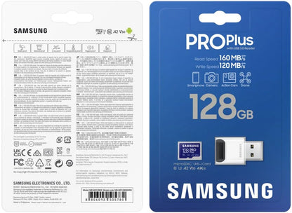Samsung PRO Plus microSDXC Memory Card, 128Gb, Class 10 / UHS-1 U3, With Card Reader and Adapter MB-MD128KB/WW