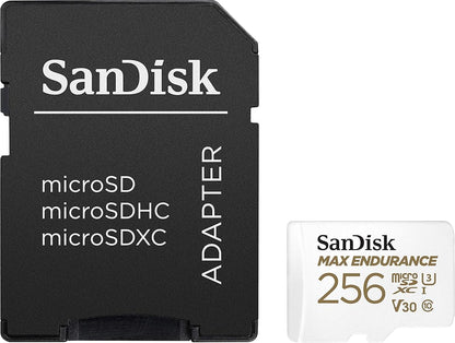 SanDisk MAX Endurance microSDXC Memory Card, 256Gb, Class 10 / UHS-1 U3, With Adapter SDSQQVR-256G-GN6IA