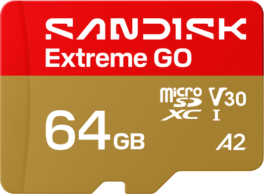 SanDisk Extreme GO Android A2 microSDXC Memory Card, 64GB, Class 10 / UHS-1 U1 SDSQXGN-064G-GN6MN