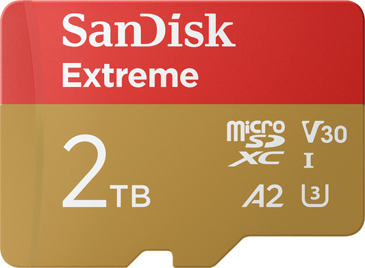 SanDisk Extreme microSDXC Memory Card, 2TB, Class 10 / UHS-1 U3 SDSQXAV-2T00-GN6MN