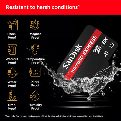 SanDisk Express microSDXC Memory Card, 512Gb, Class 10 / UHS-1 U3 SDSQXFN-512G-GN4NN