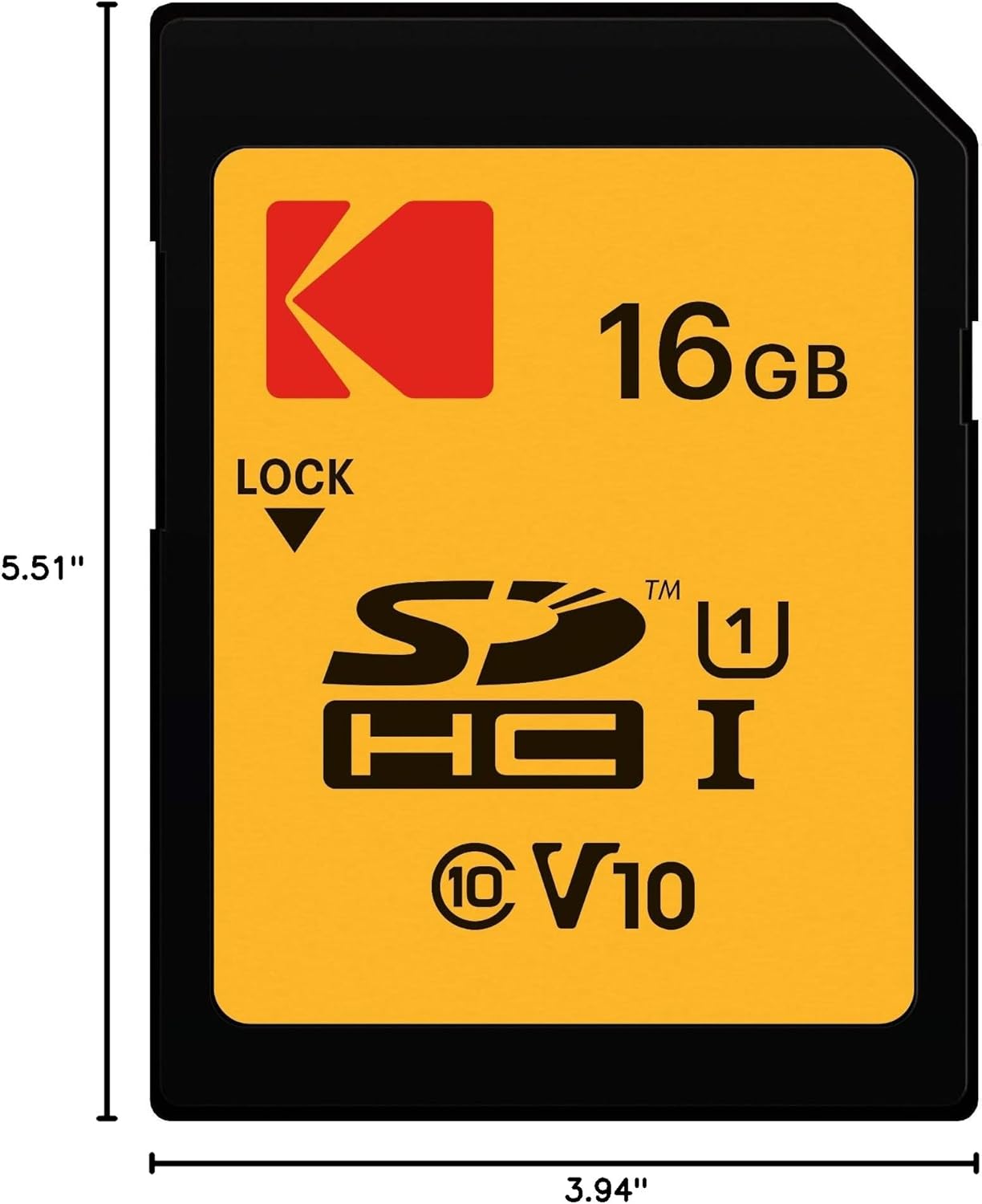 Kodak Premium Performance SDHC Memory Card, 16Gb, Class 10 / UHS-1 U1 EKMSD16GHC10K