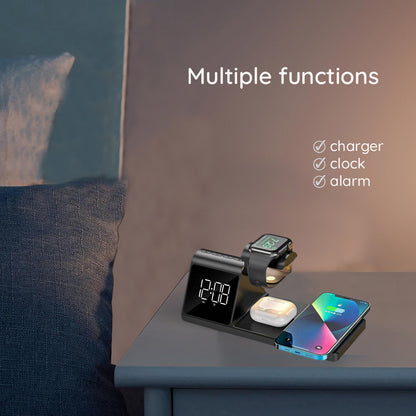 HAVIT W3042 4in1 Digital Clock with QI Wireless Charging, Black