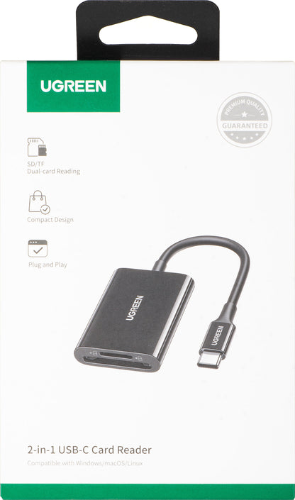 UGREEN CM265 USB-C Card Reader, SD - microSD, Black